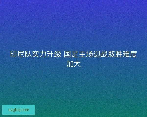 印尼队实力升级 国足主场迎战取胜难度加大
