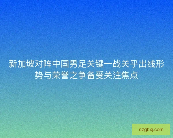 新加坡对阵中国男足关键一战关乎出线形势与荣誉之争备受关注焦点